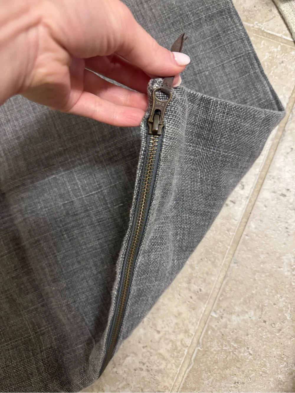 Pottery Barn Grey Washed Linen Pillow Cases x 2